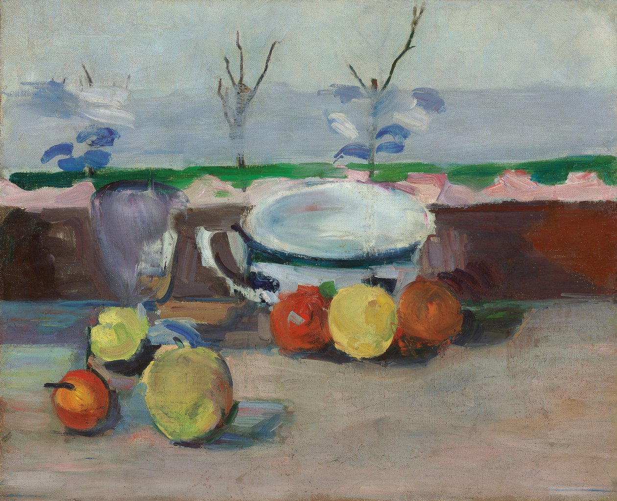 Taça, vidro e fruta, III, c.1877 (óleo sobre tela) de Paul Cézanne