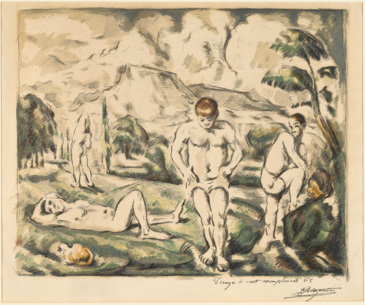 Os banhistas (prato grande) de Paul Cézanne