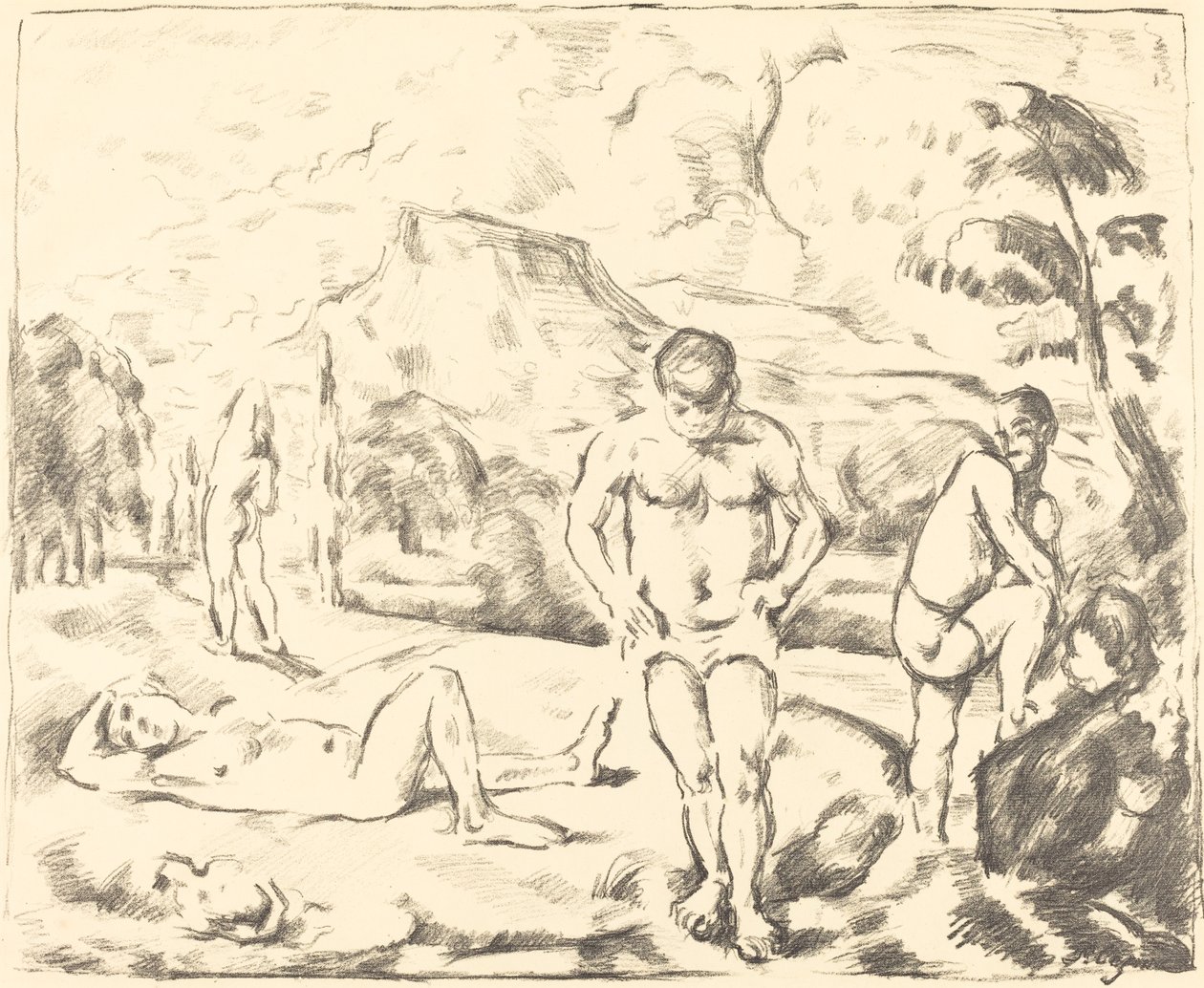 Os banhistas (prato grande) de Paul Cézanne