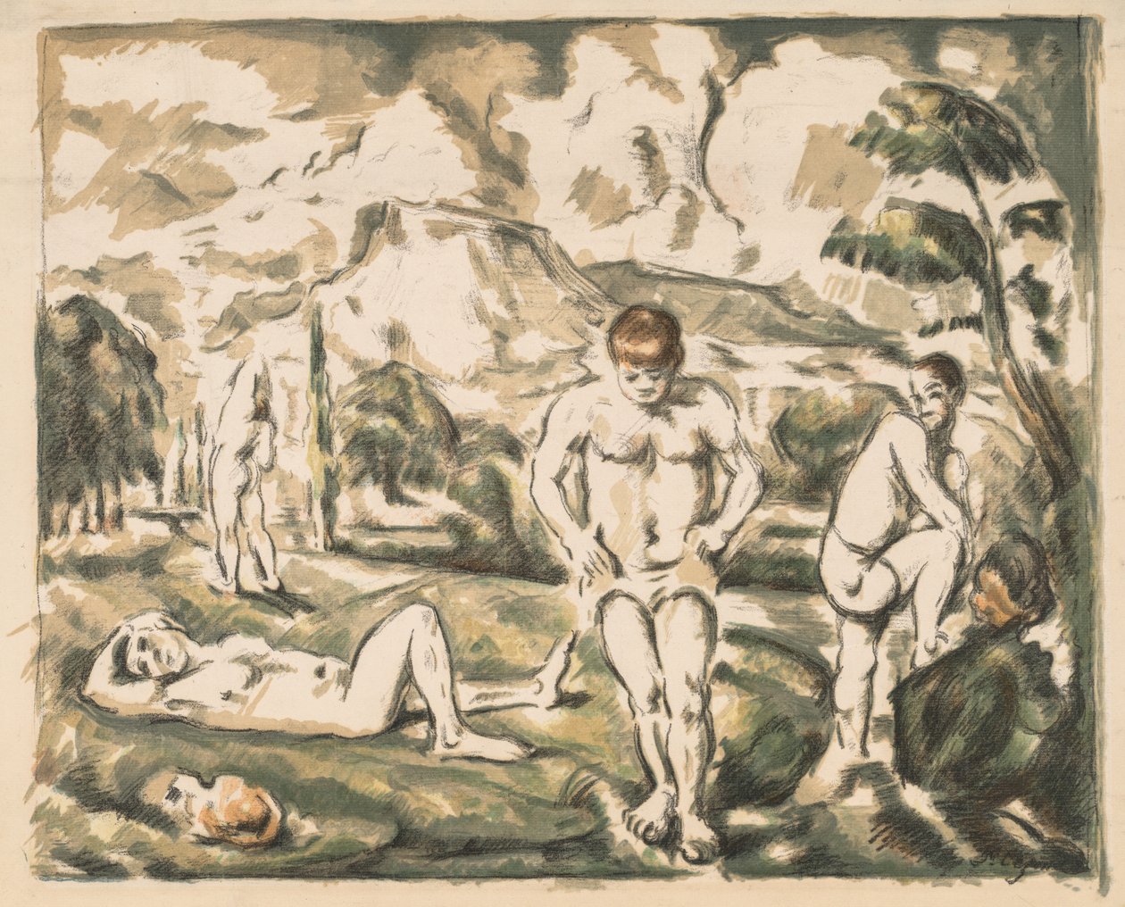 Os banhistas (prato grande) de Paul Cézanne
