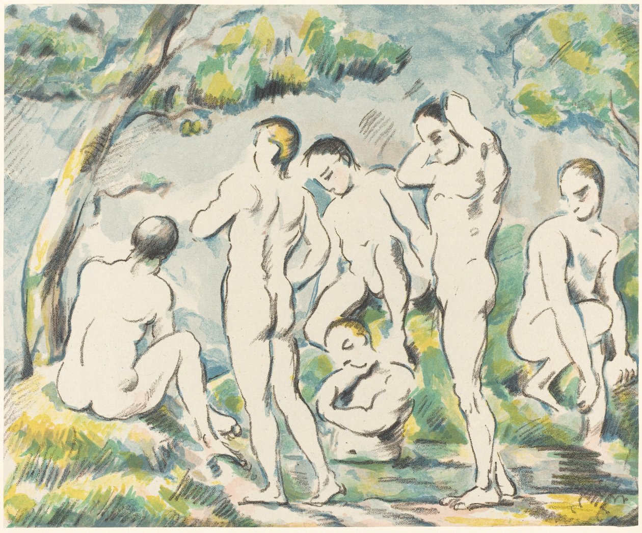 Os banhistas (pequeno prato) de Paul Cézanne