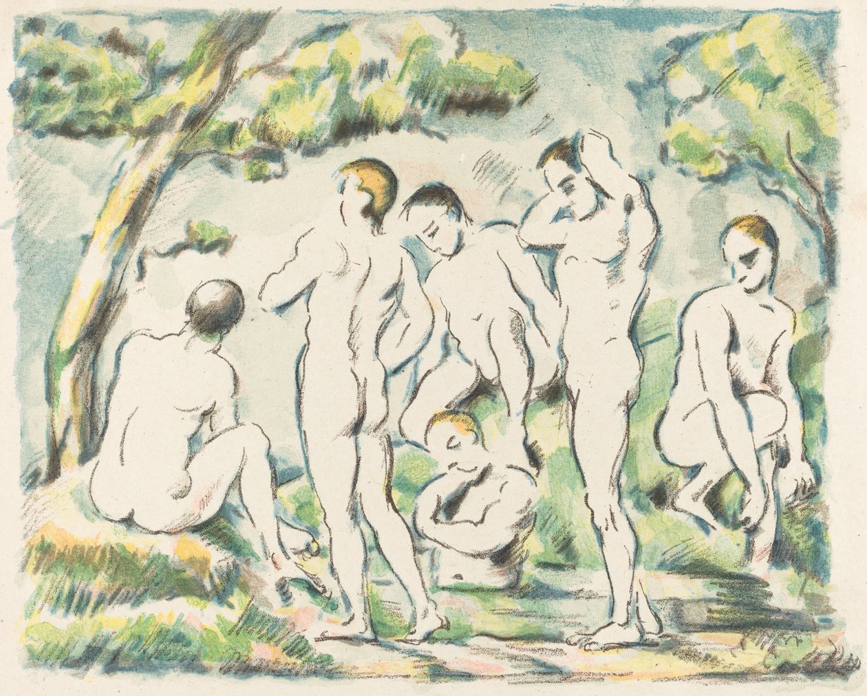 Os banhistas (pequeno prato) de Paul Cézanne