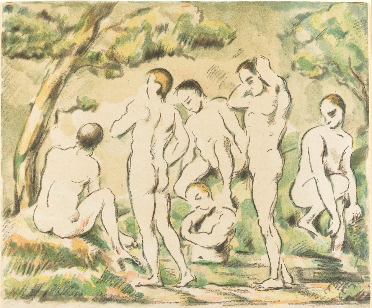 Os banhistas (pequeno prato) de Paul Cézanne