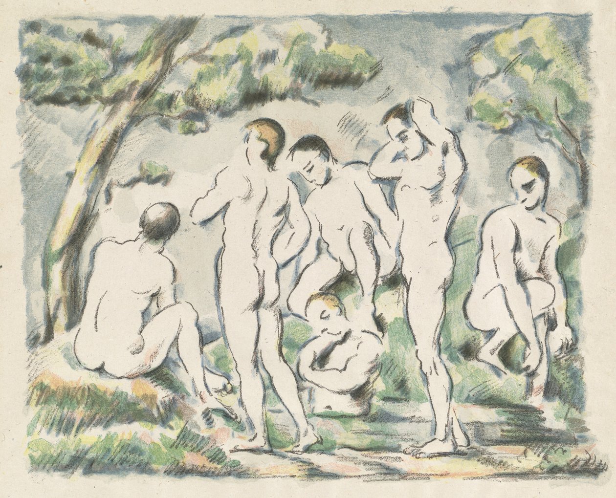 Os banhistas (pequeno prato) de Paul Cézanne