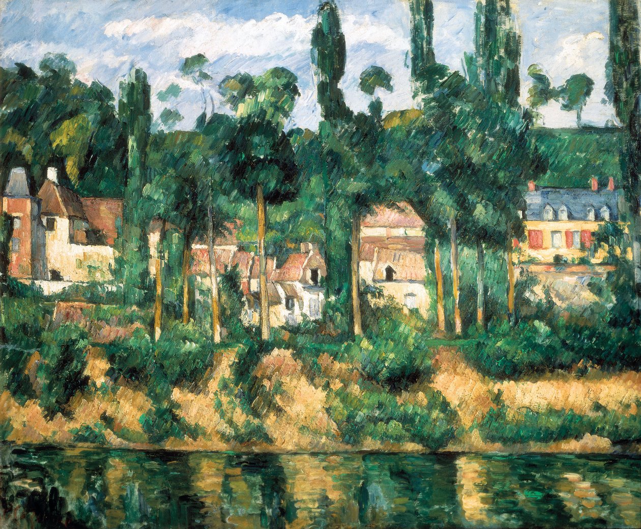 O Chateau de Medan, c.1880 (óleo sobre tela) de Paul Cézanne