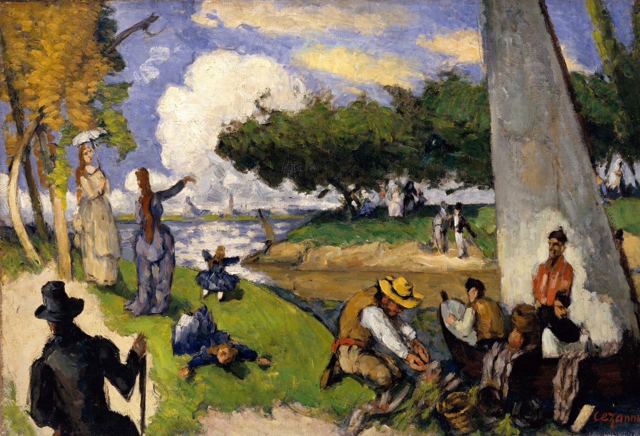 A cena fantástica dos pescadores, ca. 1875 de Paul Cézanne