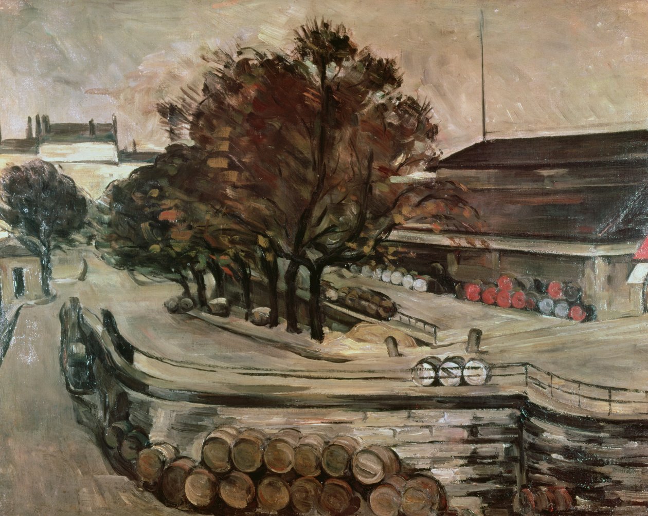 O Halle aux Vins, visto da rua Jussieu, 1872 de Paul Cézanne