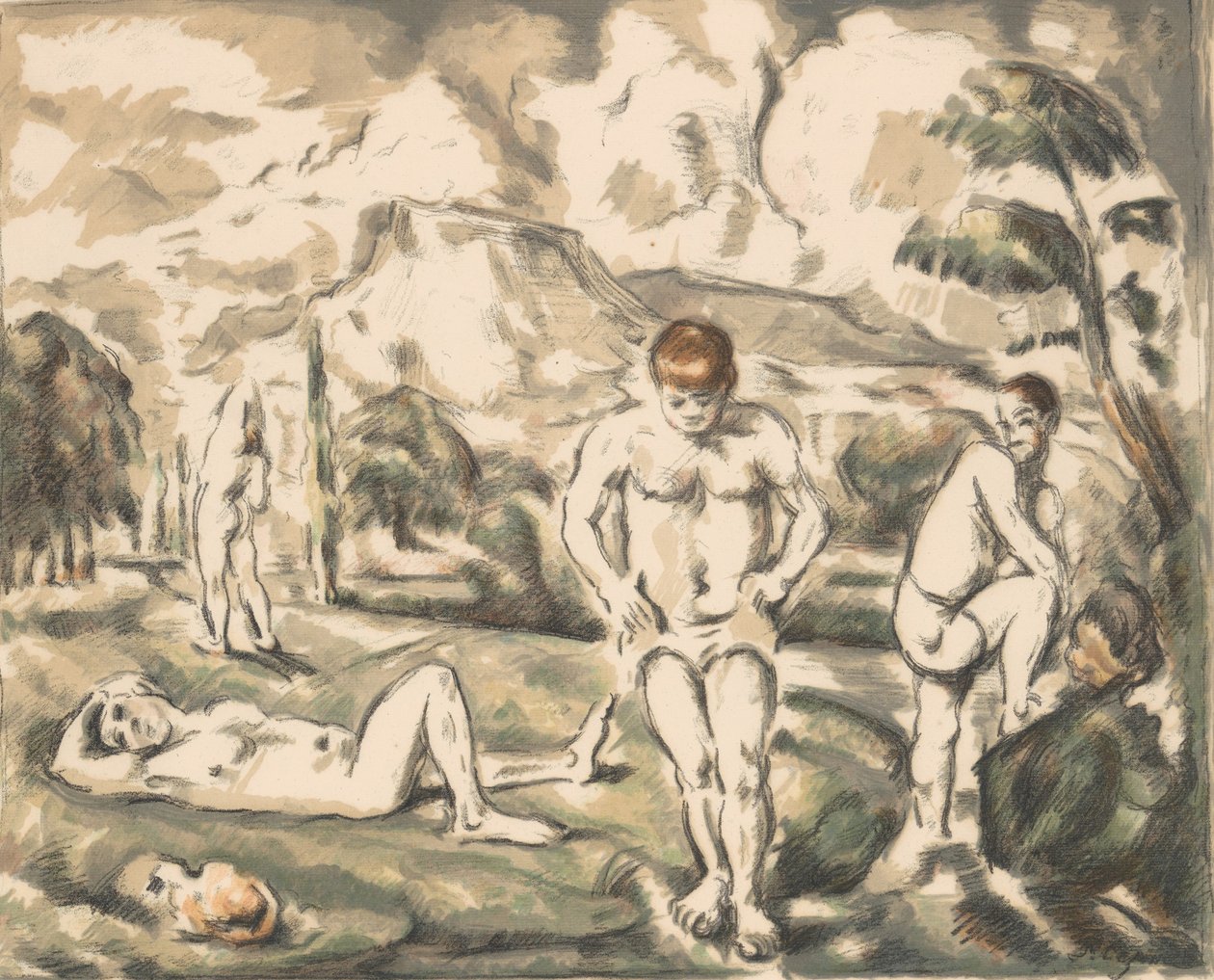 Os Grandes Banhistas Os Grandes Banhistas, ca. 1898., c. 1898. de Paul Cézanne