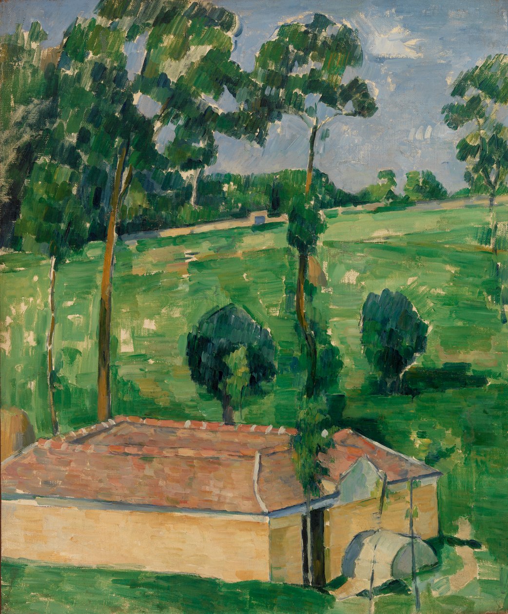 The Spring House, c.1879 (óleo sobre tela) de Paul Cézanne