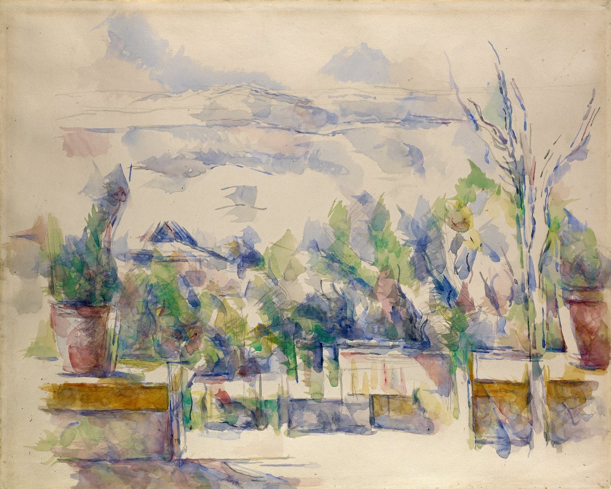 O terraço no jardim de Les Lauves de Paul Cézanne
