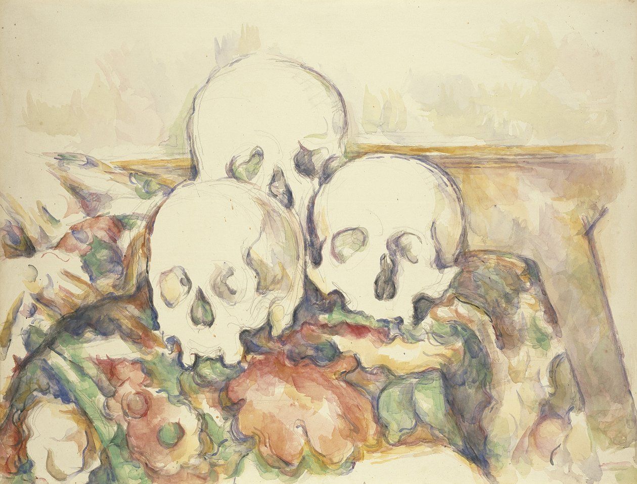 Os Três Crânios, 1902-06 de Paul Cézanne