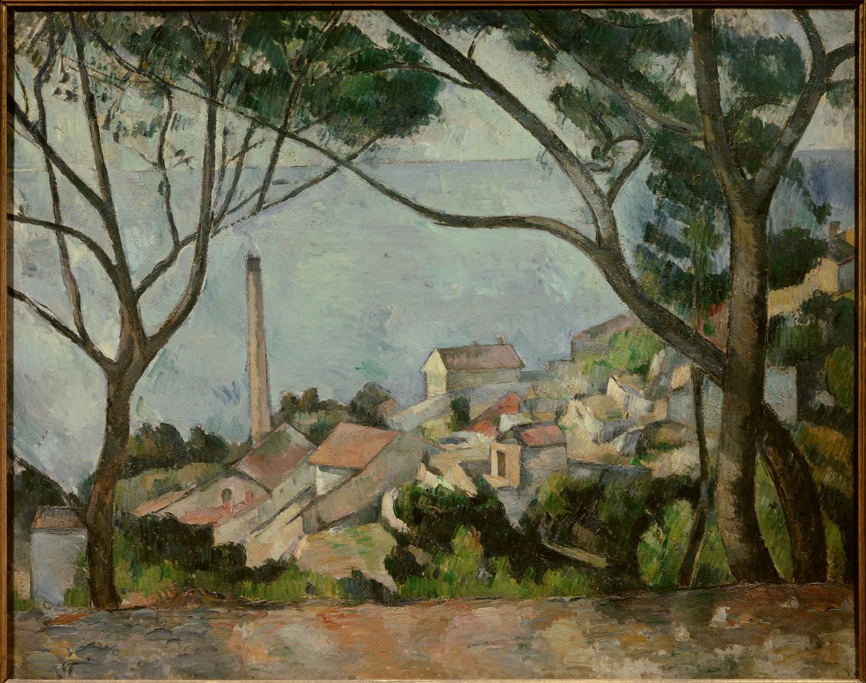 O mar tem L "Estaque. Pintura de Paul Cezanne de Paul Cézanne
