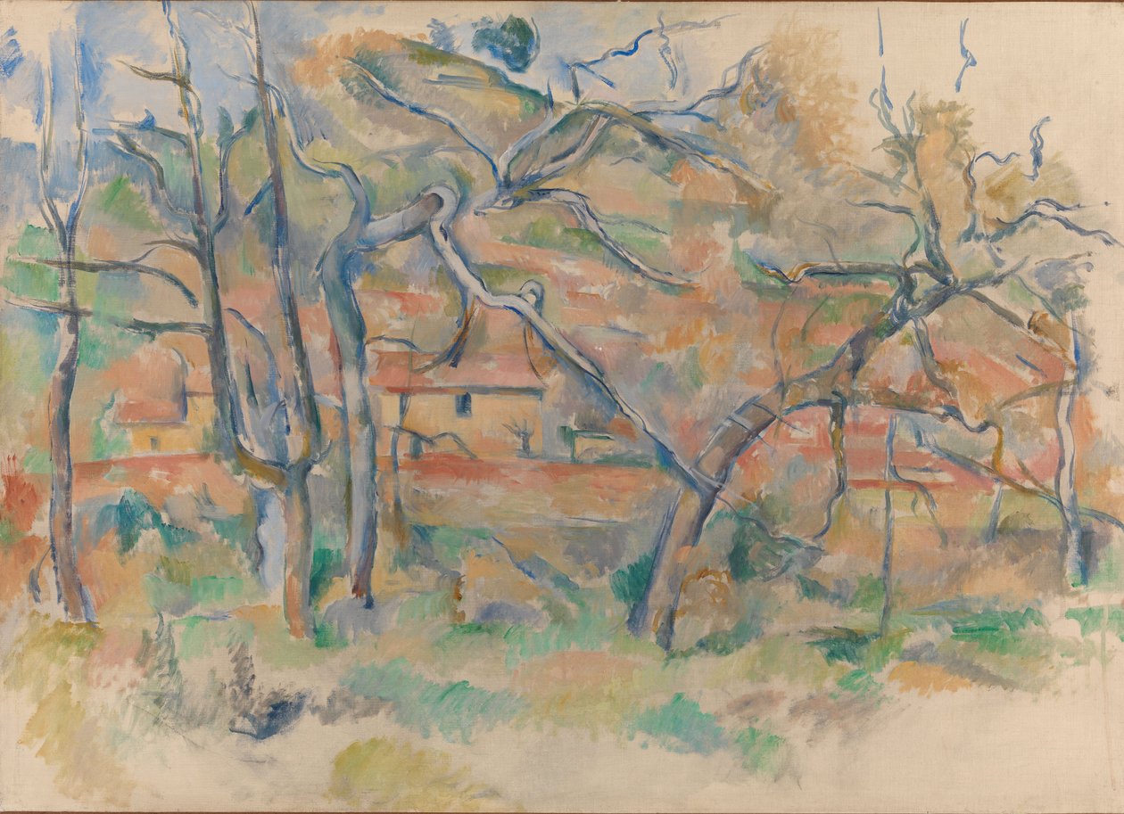Trees and Houses, Provence, c.1885 (óleo sobre tela) de Paul Cézanne