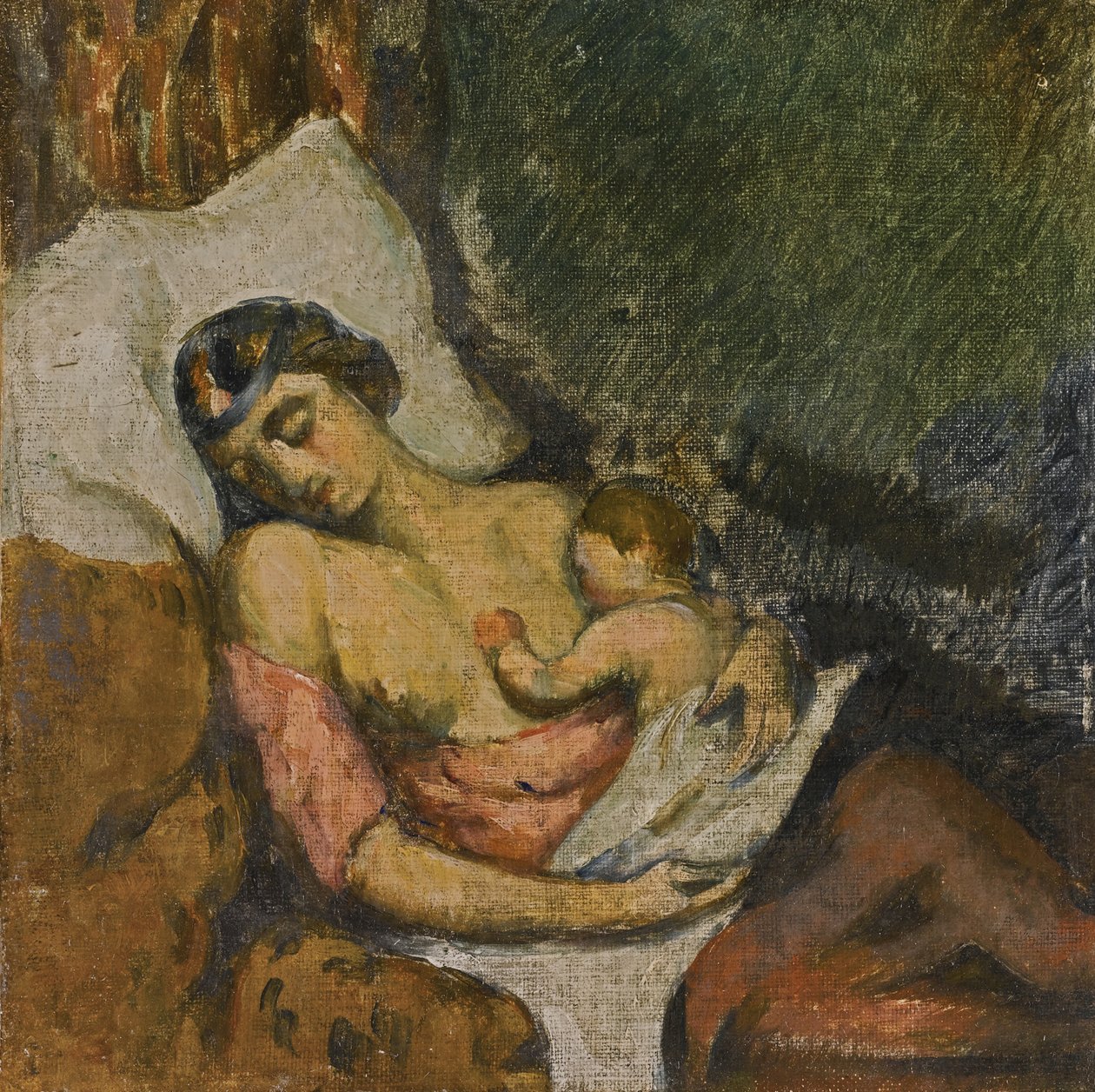Mulher amamentando seu filho, ca 1872 de Paul Cézanne