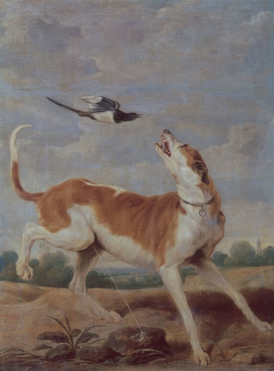 O cão e a picaza &39;, século XVII, Óleo sobre tela, 115 cm x 83 cm, P01868 de Paul De Vos