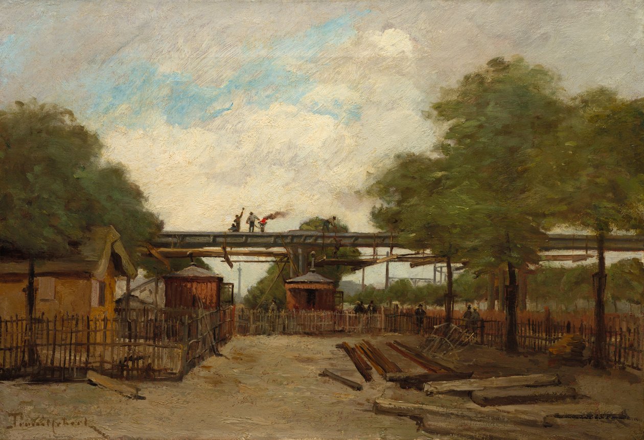 Construção de uma ferrovia elevada: ponte sobre o Cours de Vincennes de Paul Desire Trouillebert