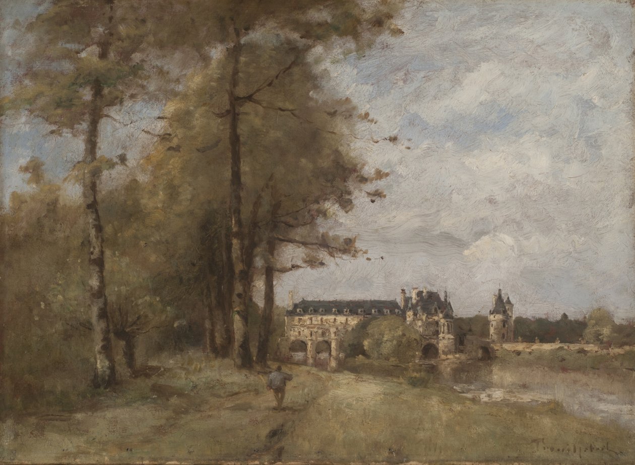 O Castelo de Chenonceau (óleo sobre tela) de Paul Desire Trouillebert