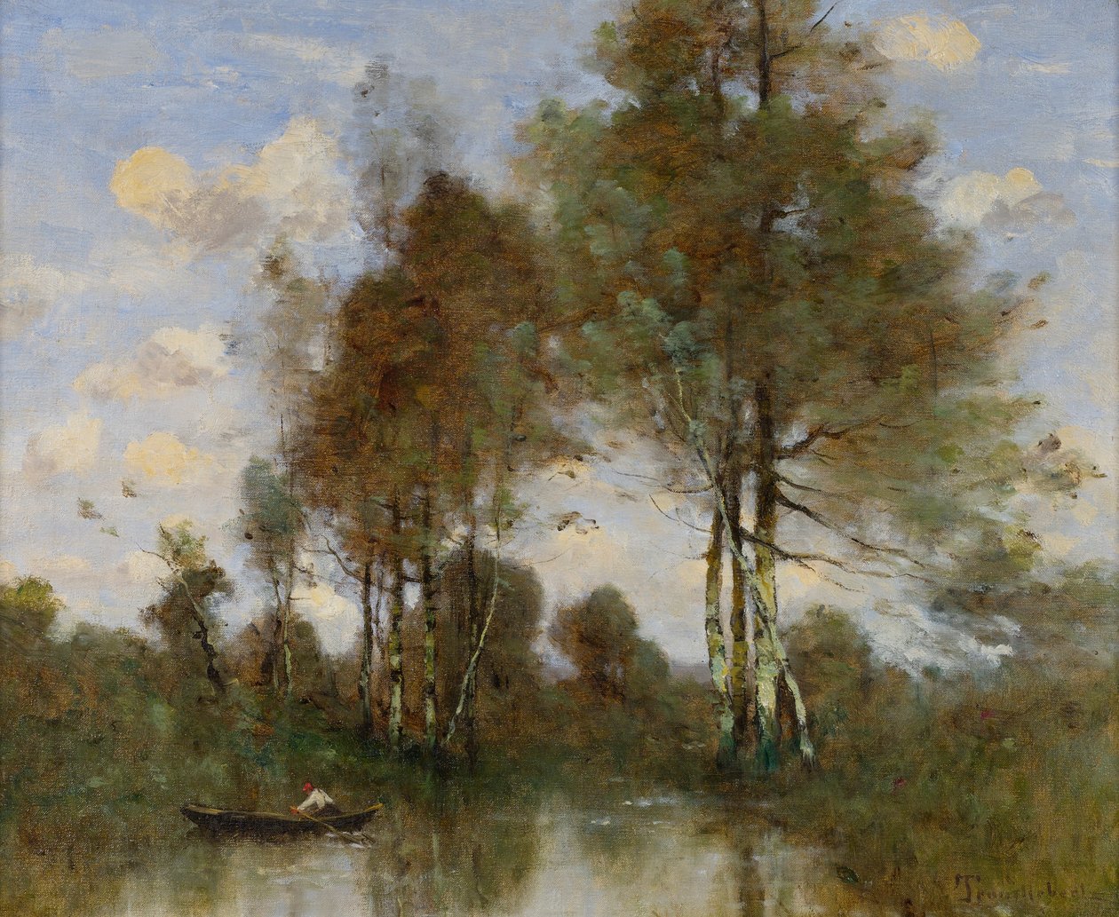 Barqueiro em um rio de Paul Desire Trouillebert
