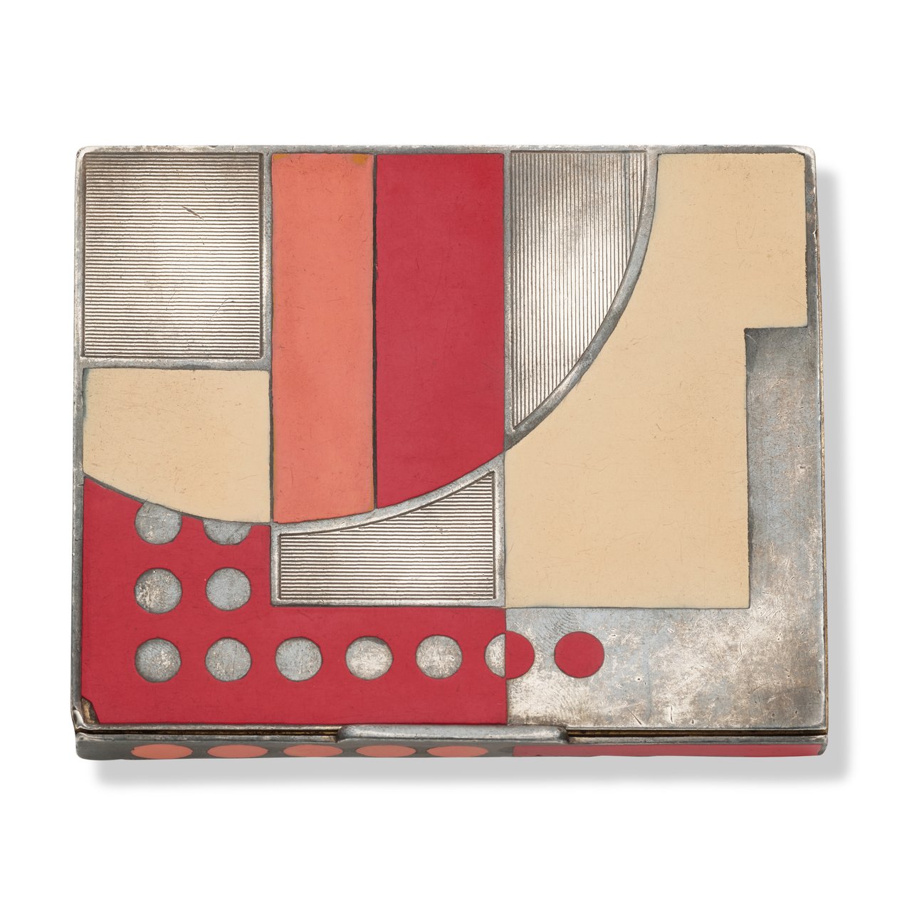 Caixa de cigarros Art deco, c.1930 (prata, metal prateado e verniz) de Paul Emile Brandt
