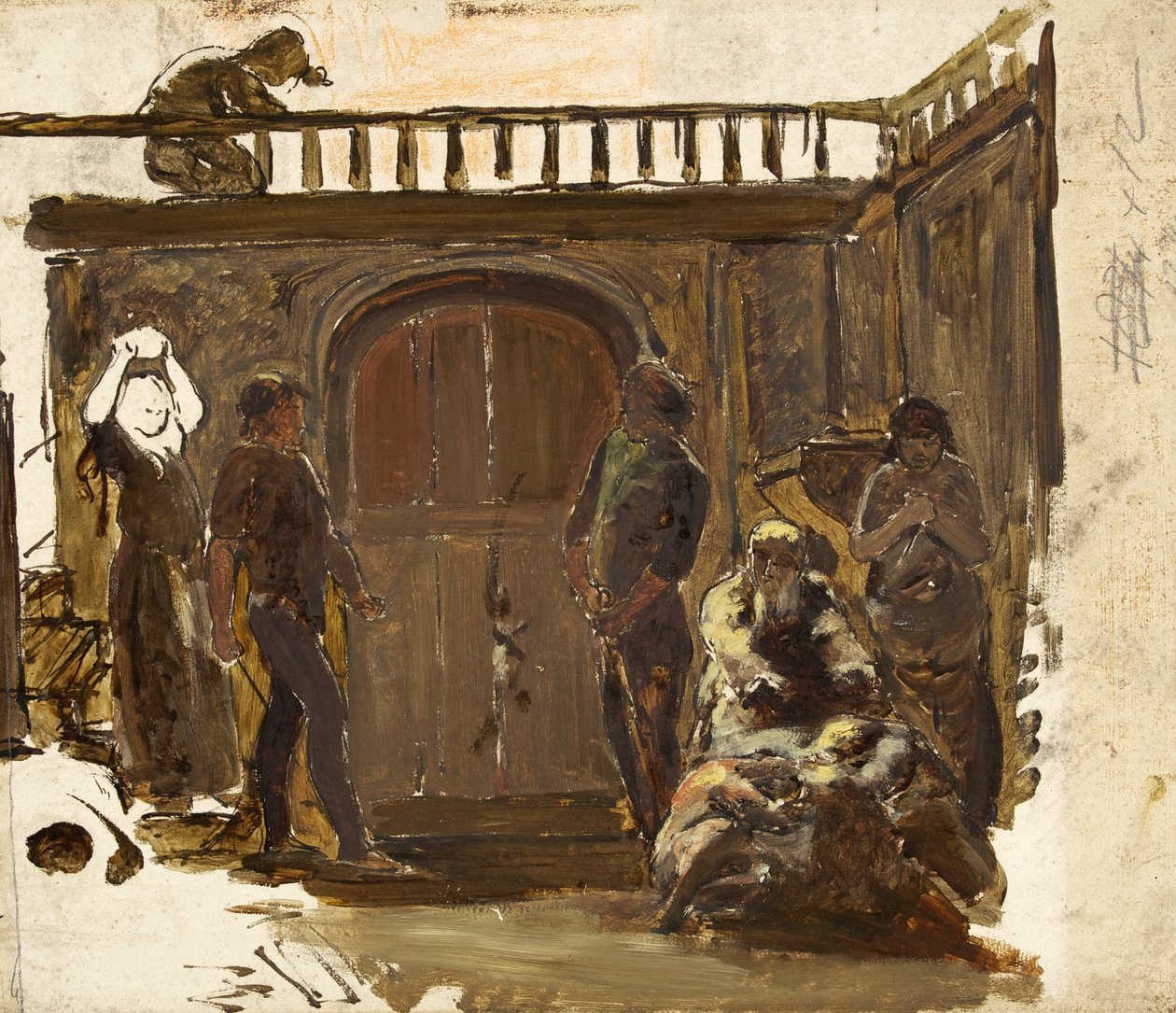 Esboço para &39;The Quarrel&39; (óleo sobre papel) de Paul Falconer Poole
