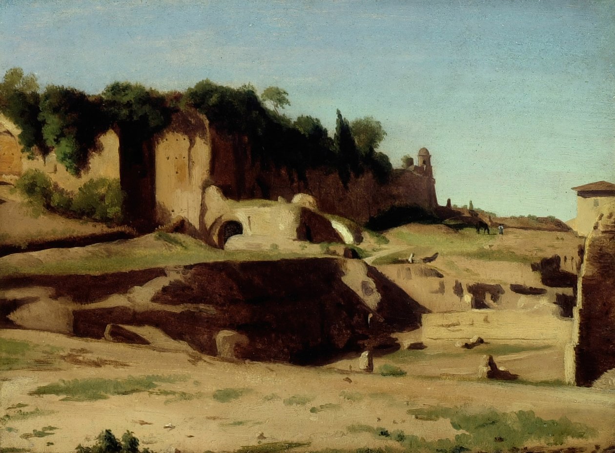 O Palácio Imperial no Palatino, Roma, 1834. de Paul Flandrin