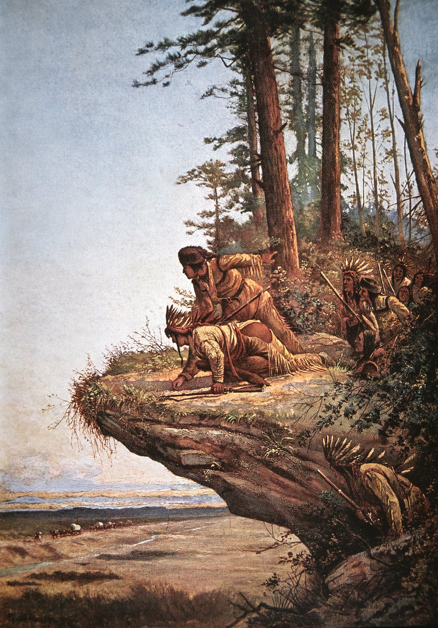 Observando as Vagões (cor litho) de Paul Frenzeny