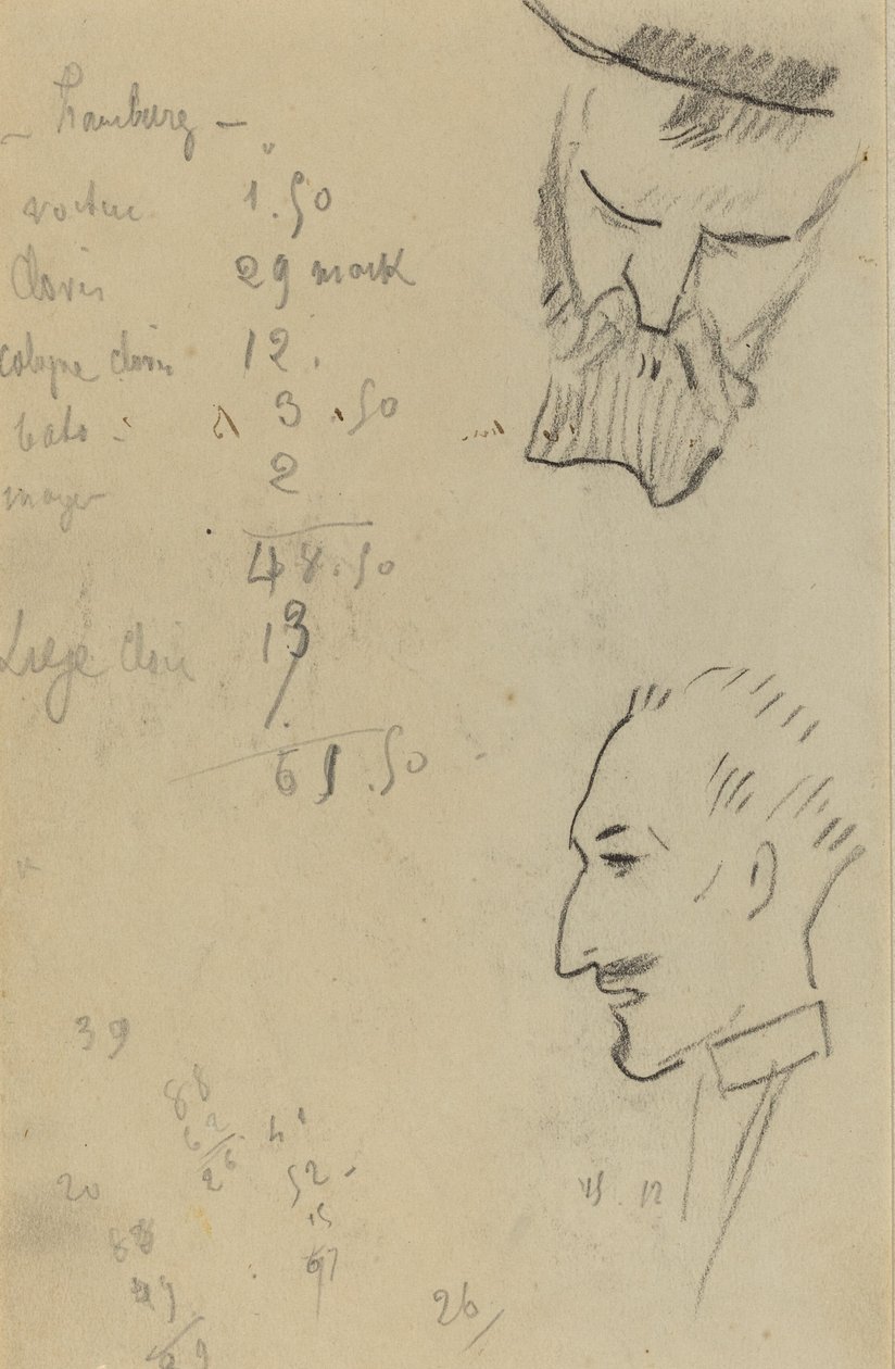 Um homem barbudo e um homem de perfil [verso] de Paul Gauguin