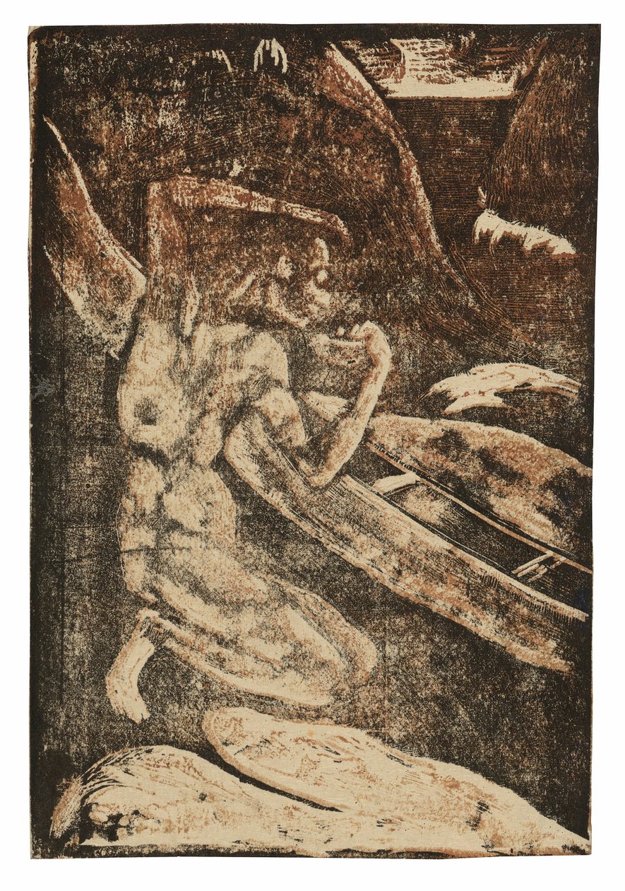 Um pescador bebendo ao lado de sua canoa de Paul Gauguin
