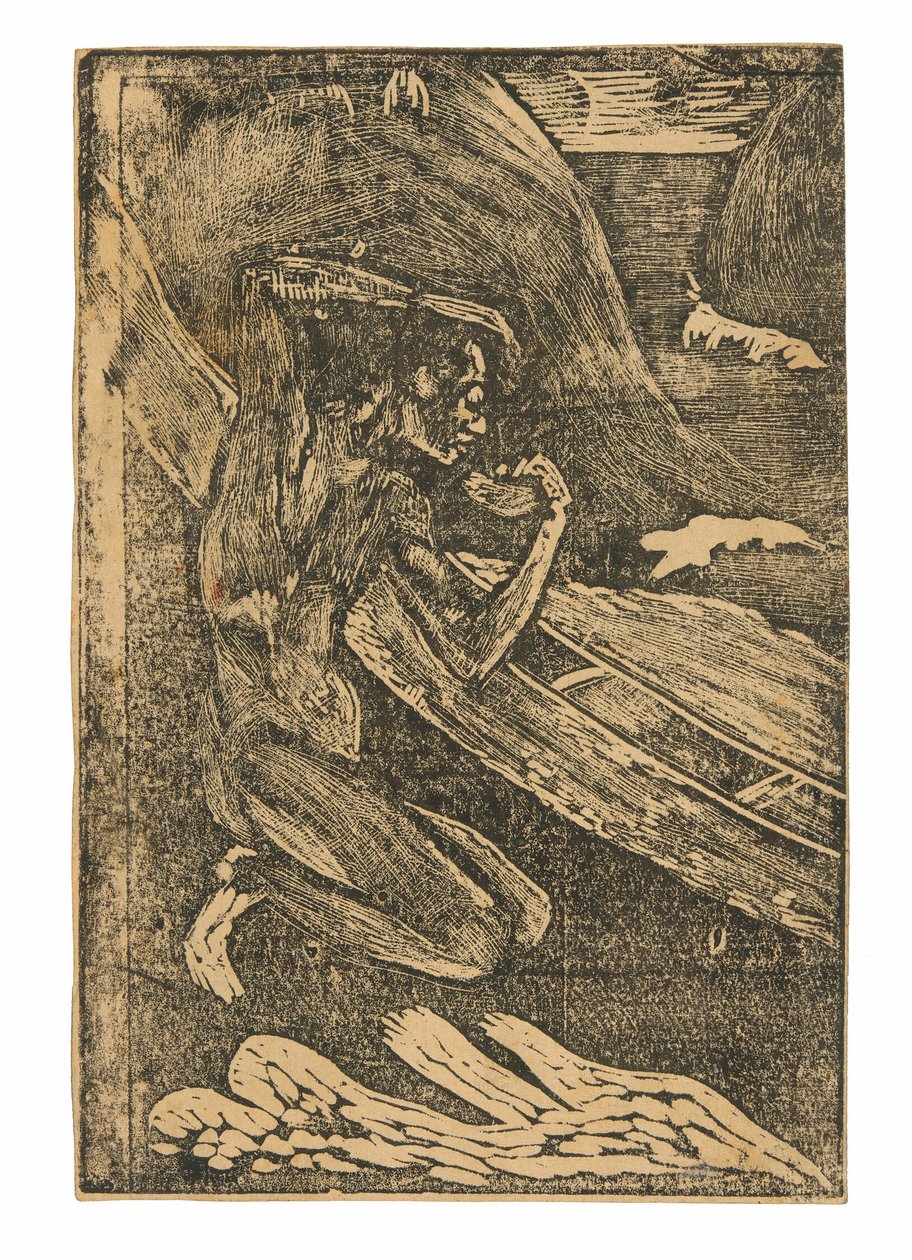 Um pescador a beber junto à sua canoa de Paul Gauguin