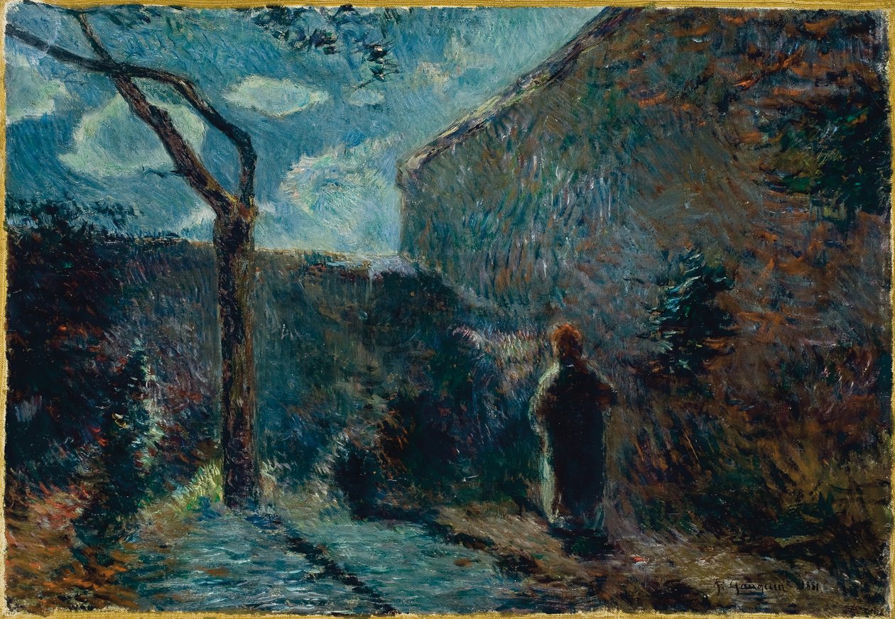 Ao longo da muralha ao anoitecer, 1881 de Paul Gauguin