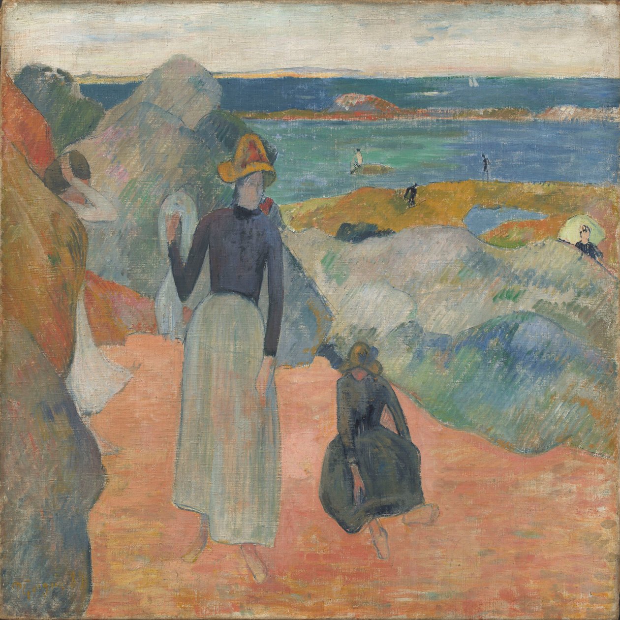 Na praia, na Bretanha de Paul Gauguin