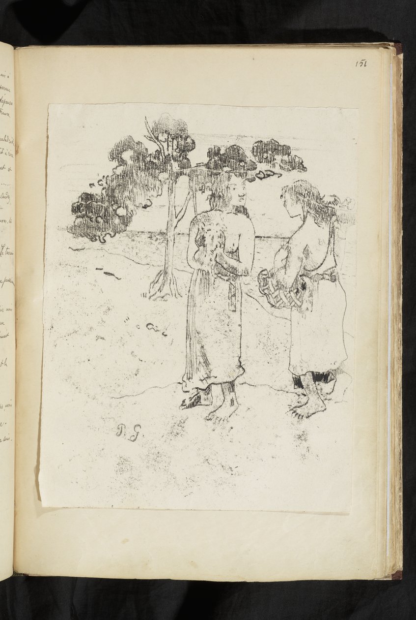 Avant et après - Duas mulheres conversando em uma paisagem de Paul Gauguin