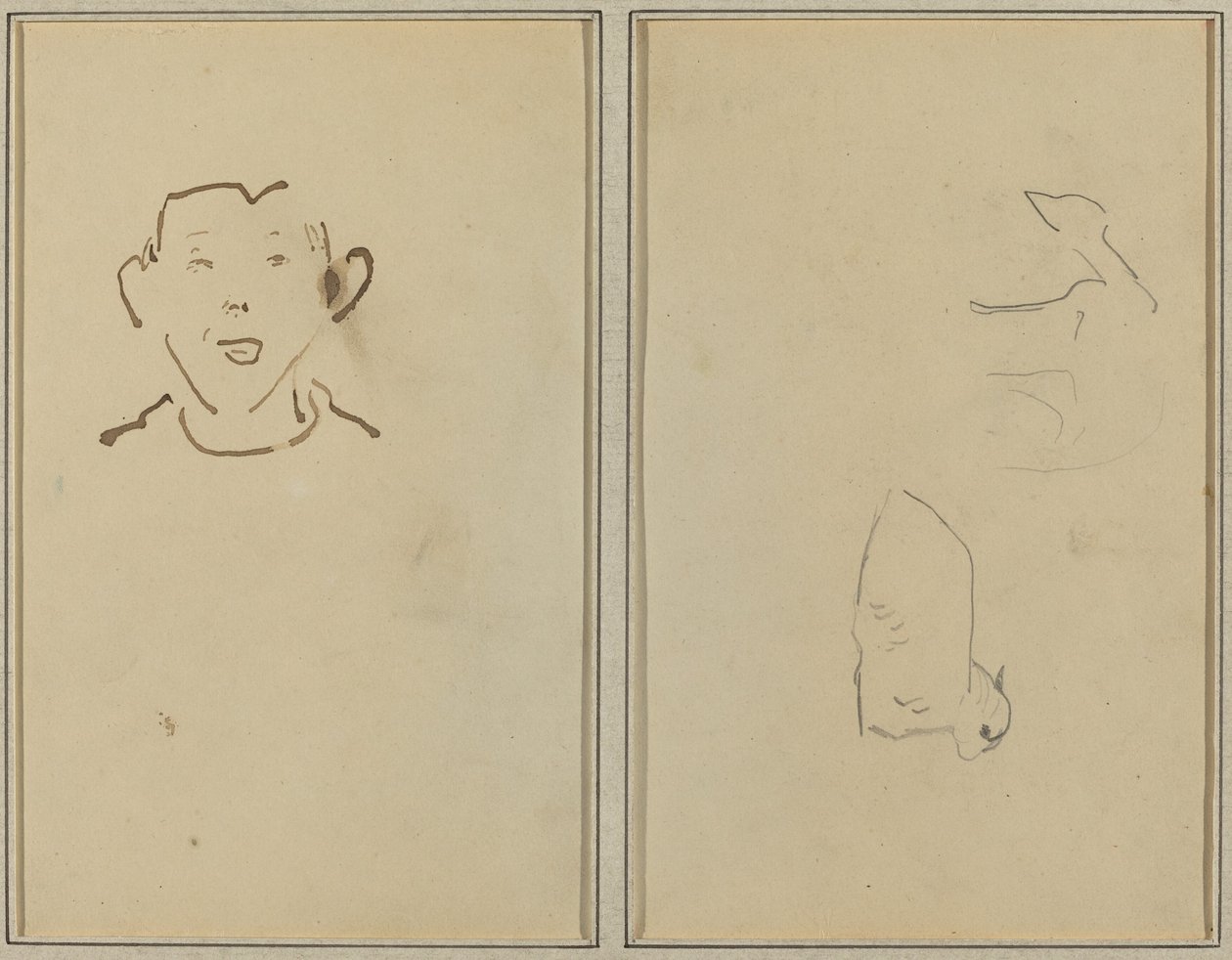 Cara de menino; Duas ovelhas [verso] de Paul Gauguin