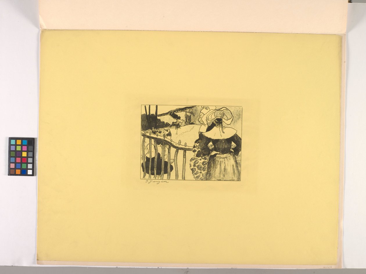 Mulheres bretões por uma cerca de Paul Gauguin
