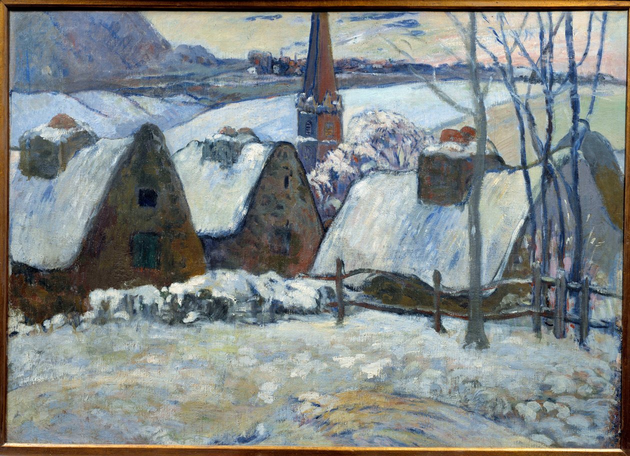 Aldeia bretã sob a neve em 1894. Pintura de Paul Gauguin (1848 - 1903) de Paul Gauguin