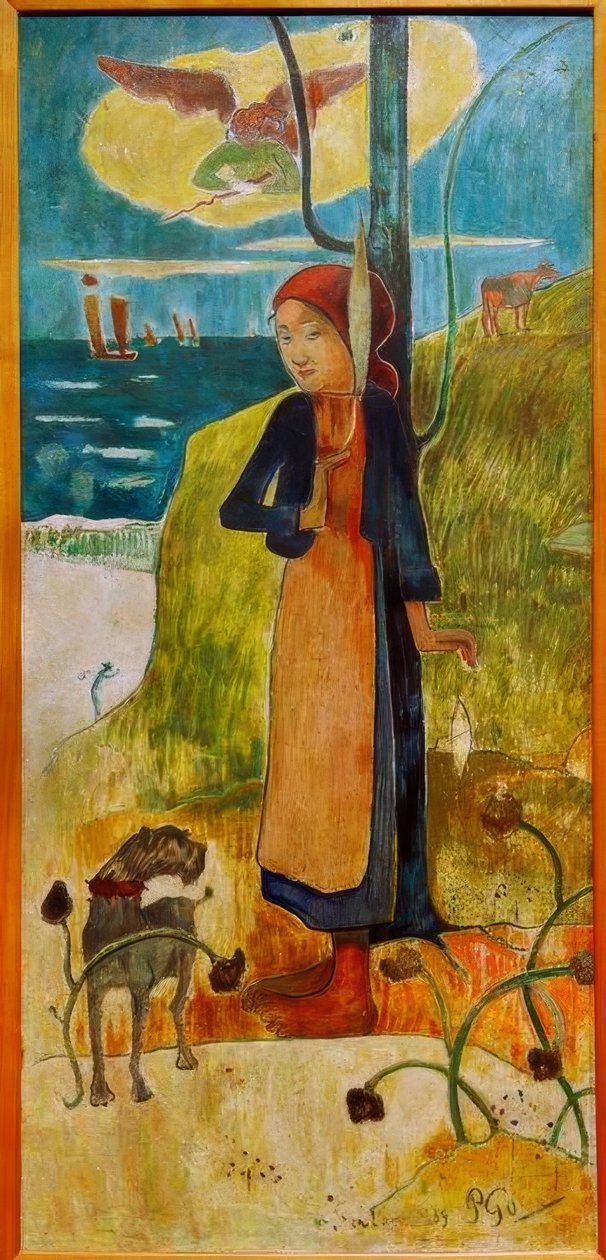 Menina bretão na fiação (Johanna von Orléans) de Paul Gauguin