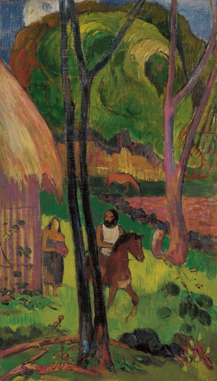 Cavaleiro em frente à cabana, 1902. de Paul Gauguin