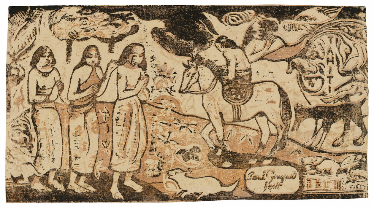 Mudança de Residência, da Suíte de Gravuras Tardias em Bloco de Madeira de Paul Gauguin