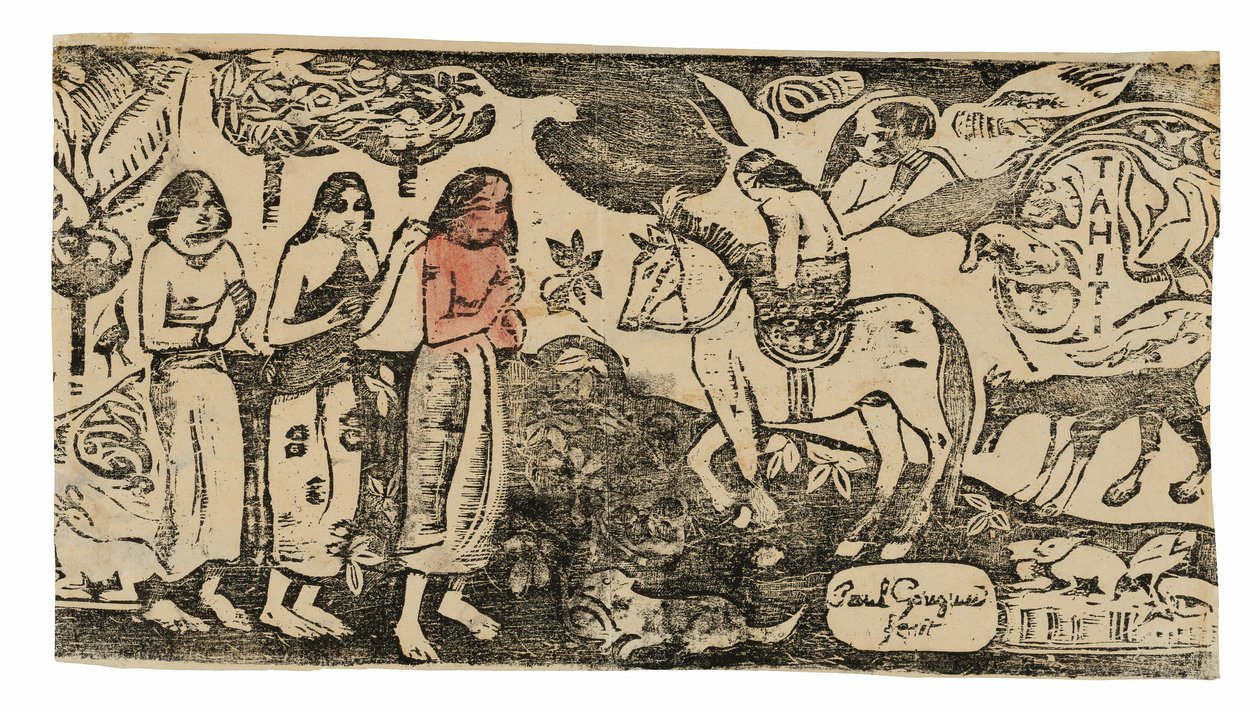 Mudança de Residência, da Suíte de Gravuras Tardias em Bloco de Madeira de Paul Gauguin