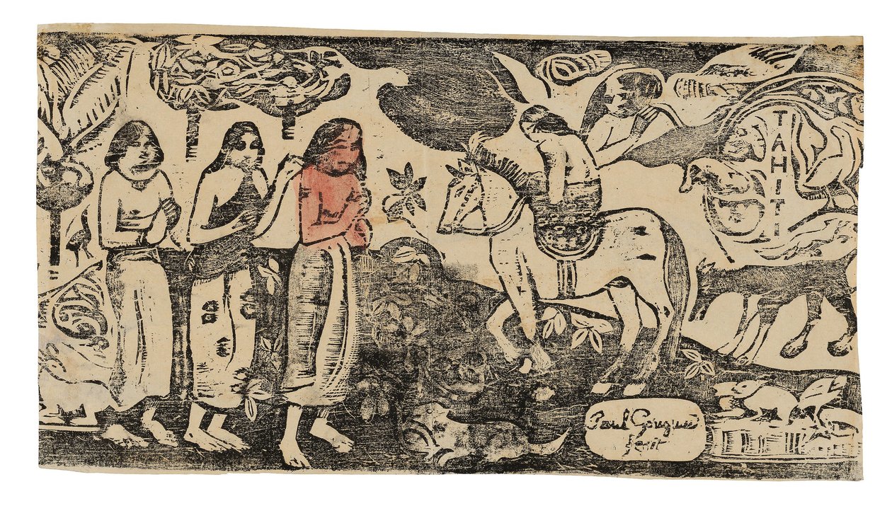Mudança de residência, da série de gravuras tardias em xilogravura de Paul Gauguin