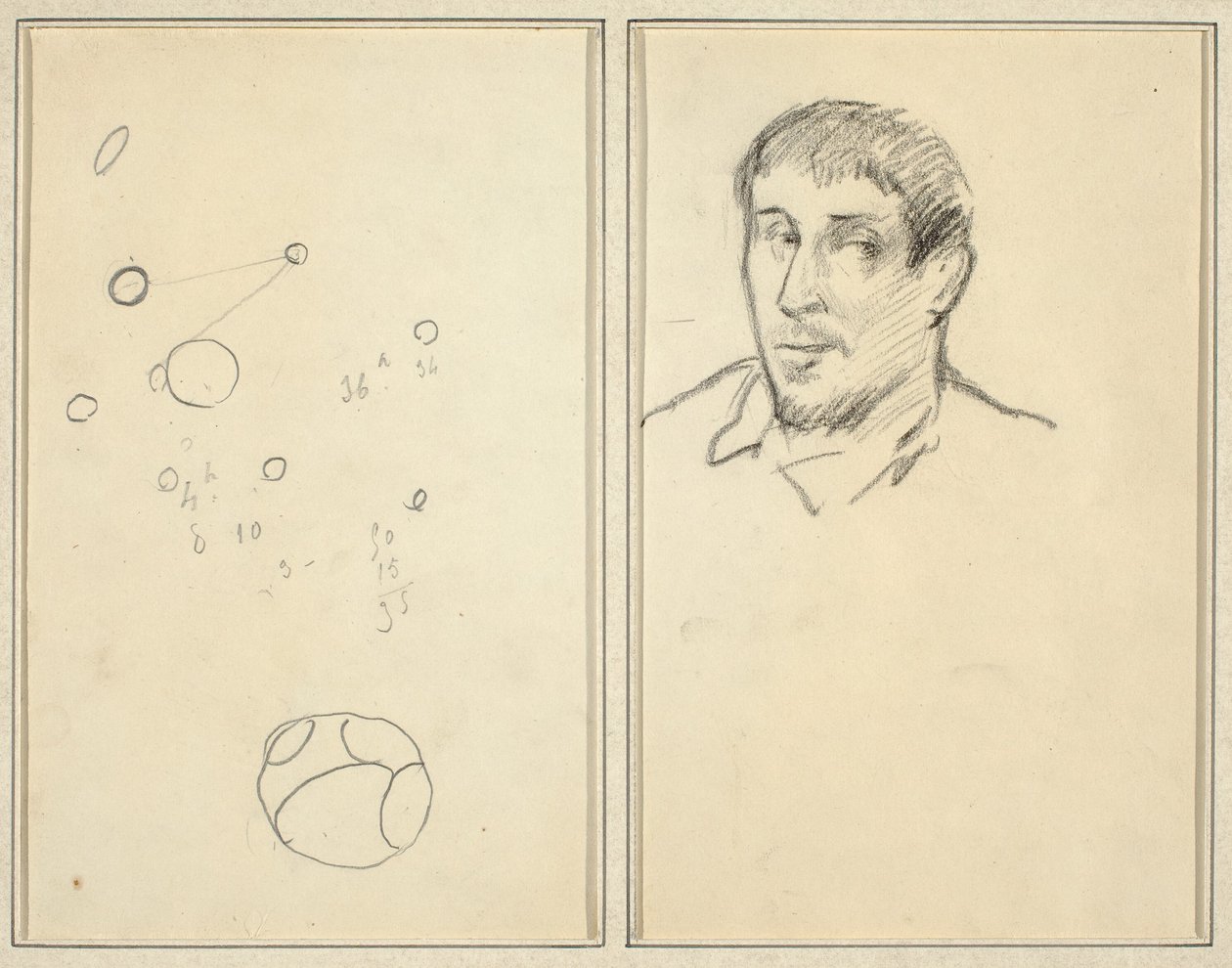 Círculos e Números; Autorretrato [reto] de Paul Gauguin