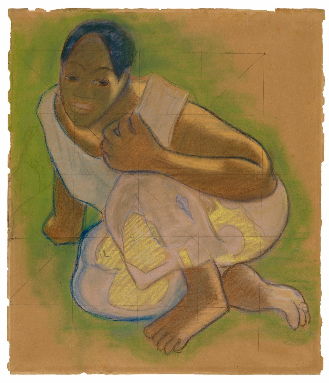 Mulher taitiana agachada (relacionada à pintura Nafea faa ipoipo [Quando você vai se casar?]) de Paul Gauguin