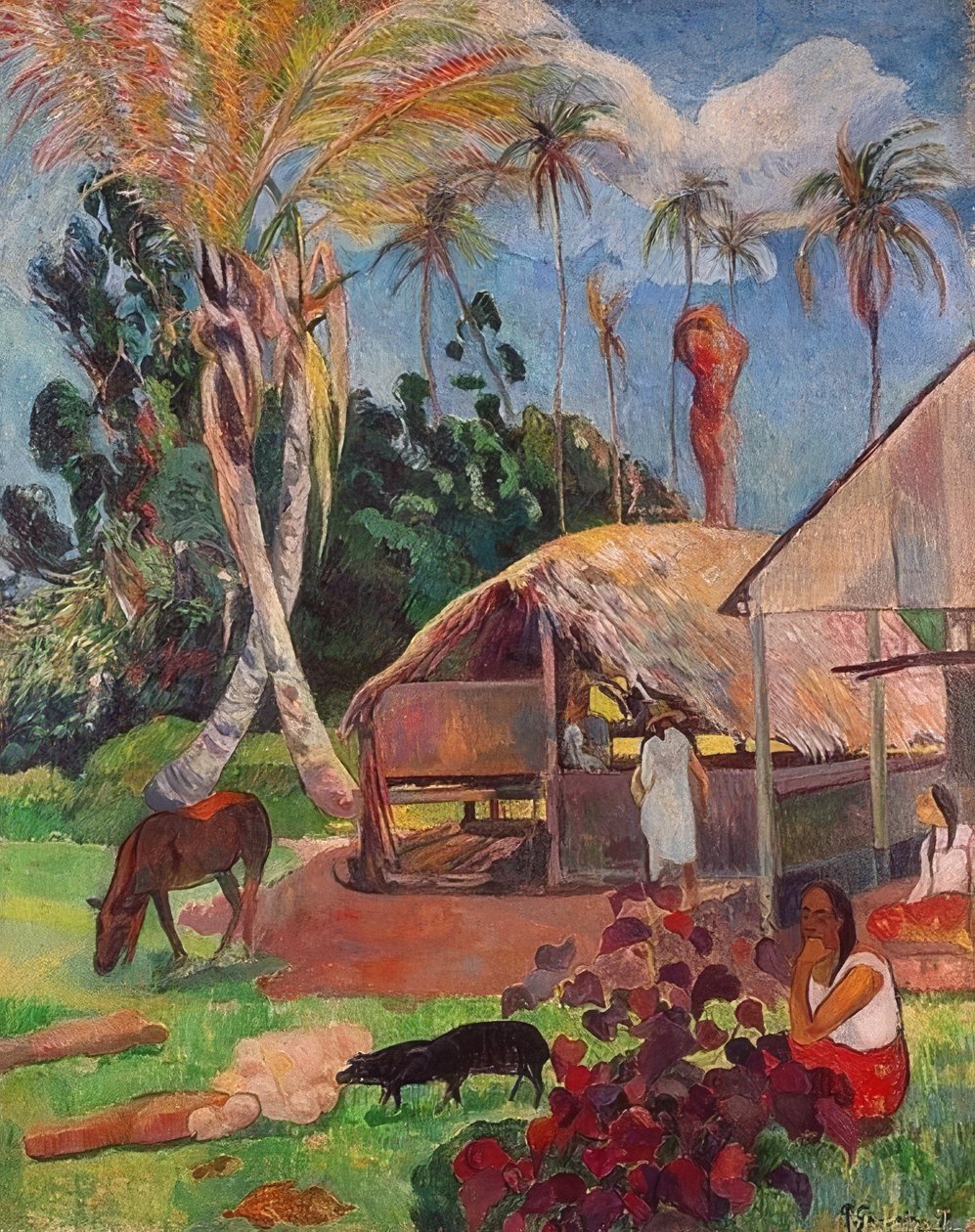 Os porcos pretos. 1891 de Paul Gauguin