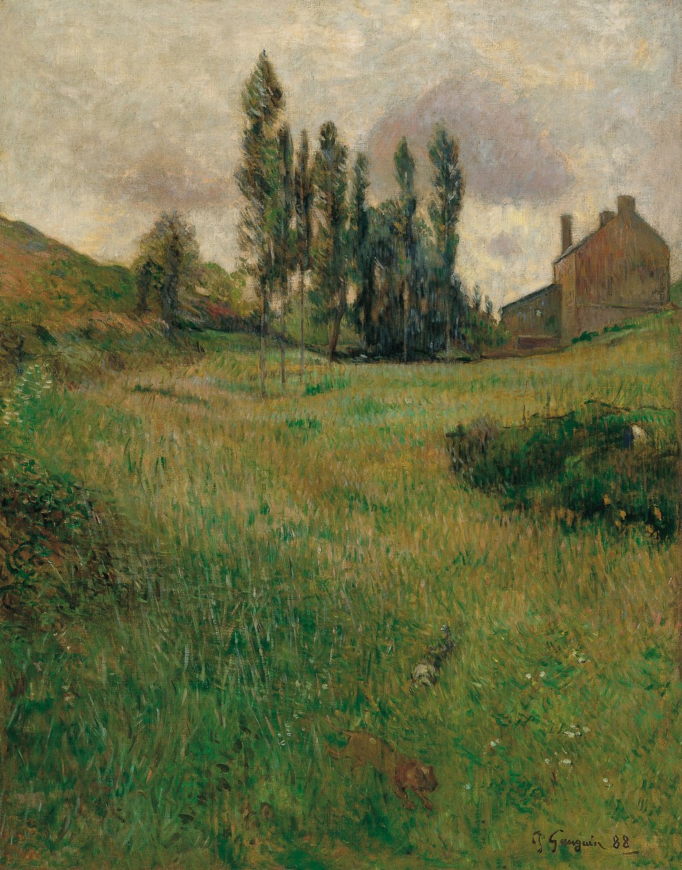 Cães correndo em um prado, 1888 de Paul Gauguin