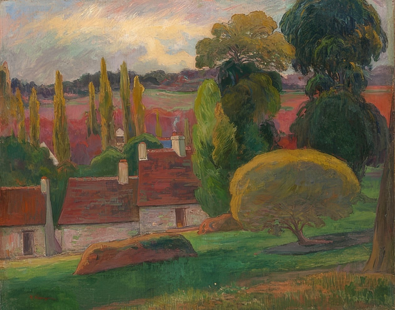 Uma fazenda na Bretanha. Por volta de 1894 de Paul Gauguin