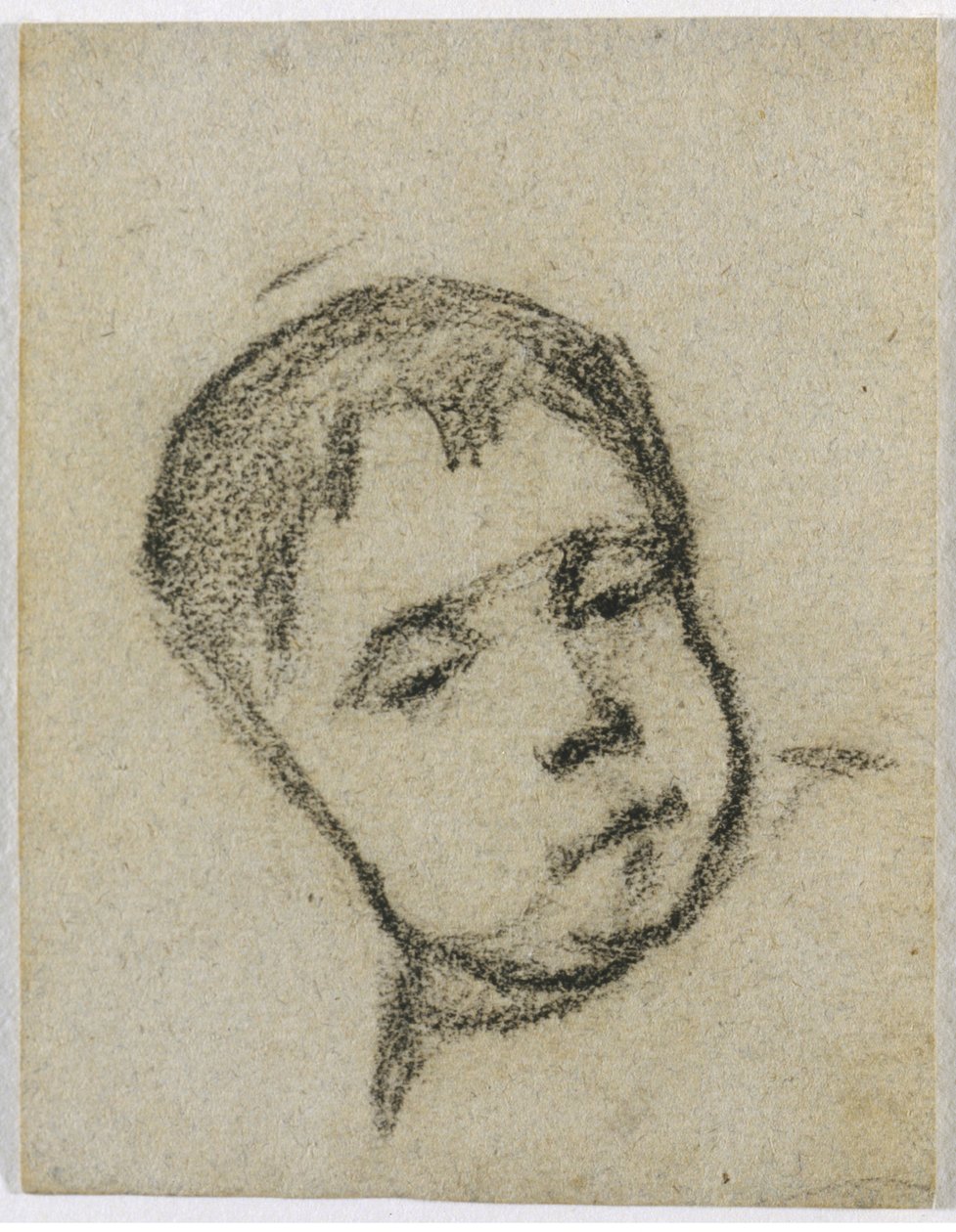 Emil Gauguin em criança, cabeça numa almofada, c.1875-76 (lápis de cera preto) de Paul Gauguin