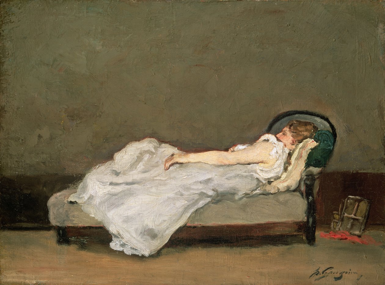 Mulher de cabelo justo em um sofá, 1884 de Paul Gauguin