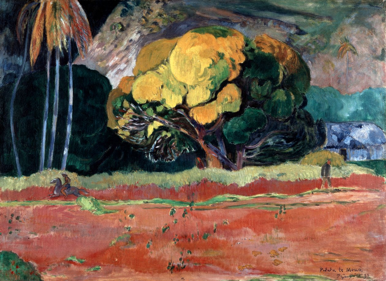 Perto do pé de uma montanha, 1892. de Paul Gauguin