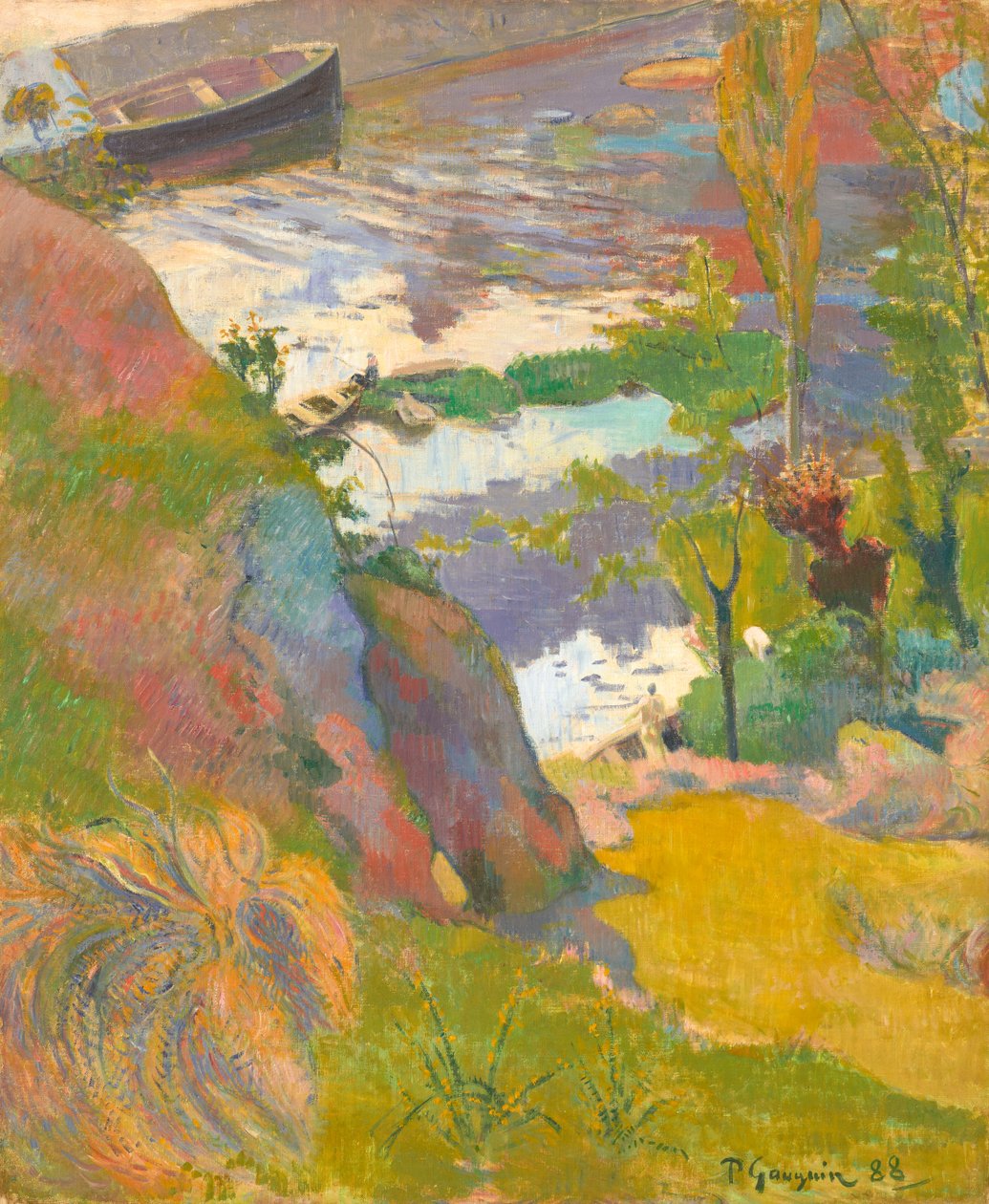 Pescador e banhistas na Avenida de Paul Gauguin