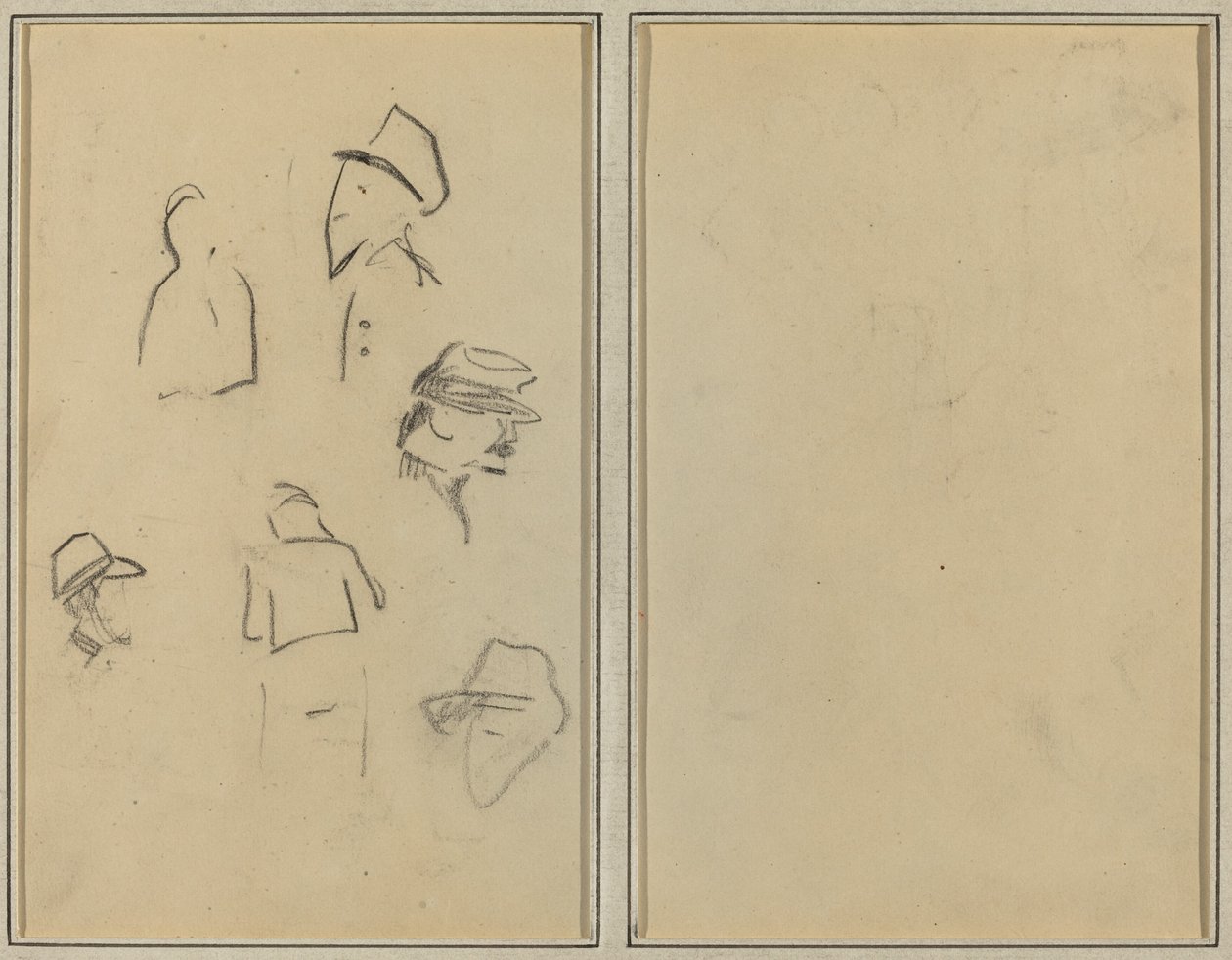 Quatro cabeças e duas figuras [verso] de Paul Gauguin